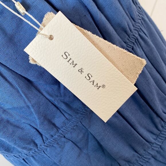 Sim & Sam Womens Medium Midi Dress Pockets Rayon Linen Cotton Lined Cottagecore - Picture 10 of 14